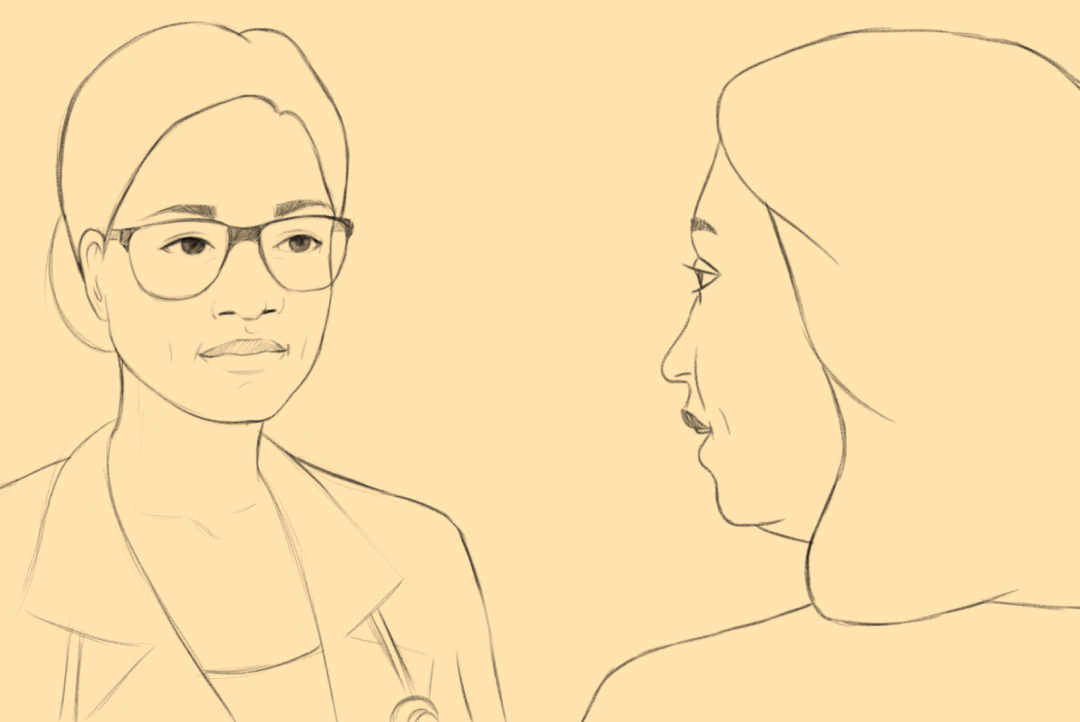 illustration of doctor speaking with patient