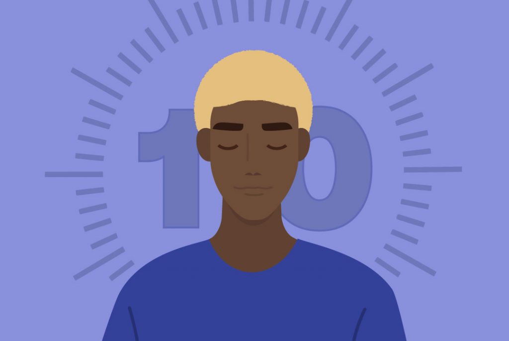 person meditating in front of 10-minute timer